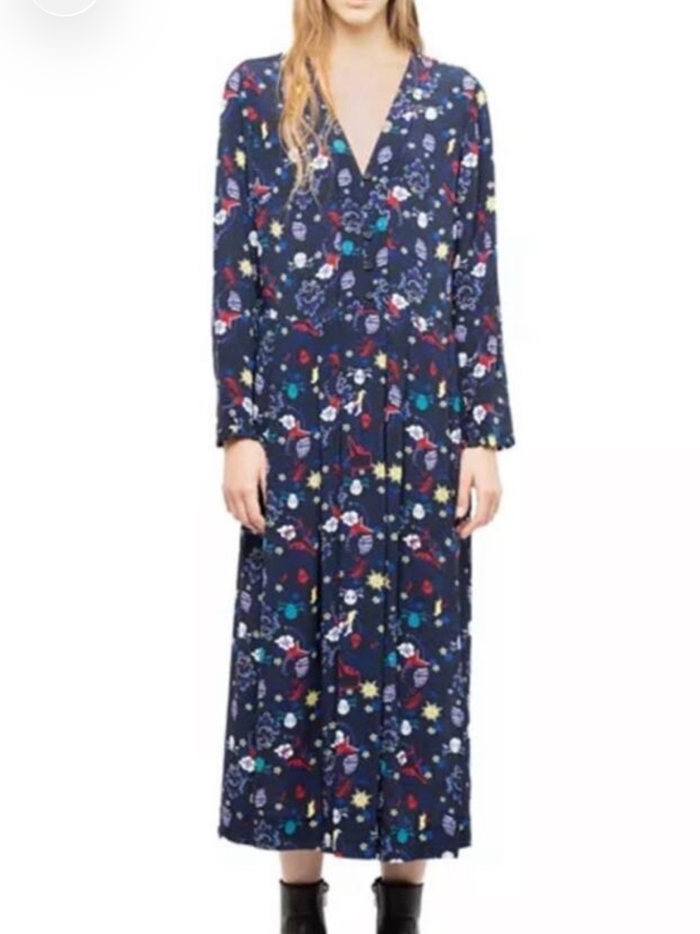 Zadig & Voltaire Tattoo Print Long Sleeve Maxi Dress